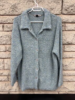 Cozy Blue Button-Up Women's Sweater Cardigan